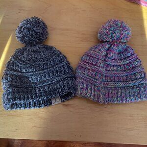 Pair of C.C. Beanie Pom Pom Hats